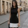 Chic Contrast Pleated Hem Mini Dress