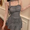 Elegant Allure Grey Lace Halter Mini Dress
